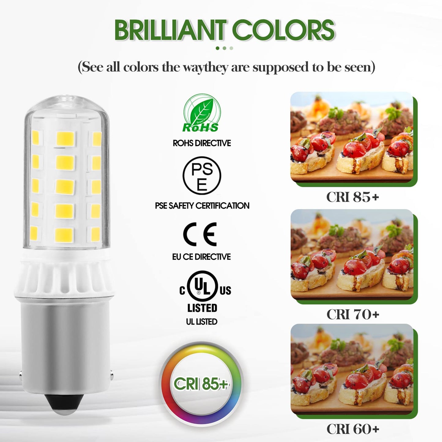 BA15S LED Bulbs 3W 350LM Daylight White 6000K LED Replacement for 12V Turn Signal RV Tail Camper Boat Trunk Interior Lights, DC Bayonet Single Contact