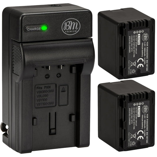 BM Premium 2 VW-VBT380 Batteries and Charger for Panasonic HC-V800K, HC-VX1K, HC-WXF1K, HCV510, HCV520, HC-V550, HCV710, HC-V720, HC-V750, HC-V770