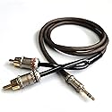 KnuKonceptz Krystal Kable Headphone Aux Cable 3.5mm Male 1/8" to RCA Stereo Adapter for Smartphones, MP3, Tablets, Speakers, Echo Dot, Home Theater
