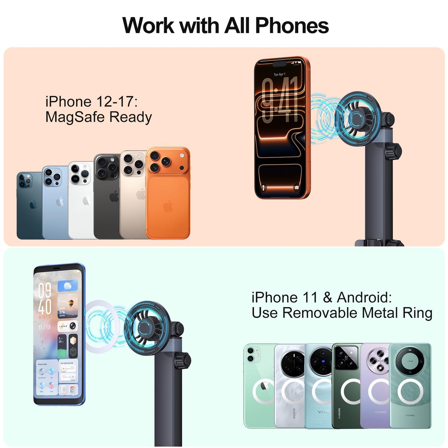 Vitog 2-in-1 MagSafe Car Mount, 2026 Hands Free Phone Holders for Your Car, Strong Magnetic Cup Holder Phone Holder for iPhone 17-12 Pro Max, Samsung