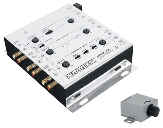 Autotek ATK2 3X Active Crossover Processor (Silver) - 8.5 Volts, 2-Way and 3-Way, Remote Bass Control Included, Built-In Crossovers, Level Adjust