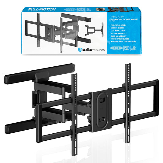 Heavy Duty Dual Arm Articulating TV Wall Mount Bracket for TCL Q Class | QM7 75QM751G 75 Inch TV - Tilt & Swivel with Reduced Glare