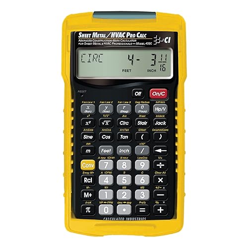 Calculated Industries 4090 Sheet Metal/HVAC Pro Calc Calculator, Advanced Construction-Math for Sheet Metal, HVAC Pros with Fan Law Functions, ArcK