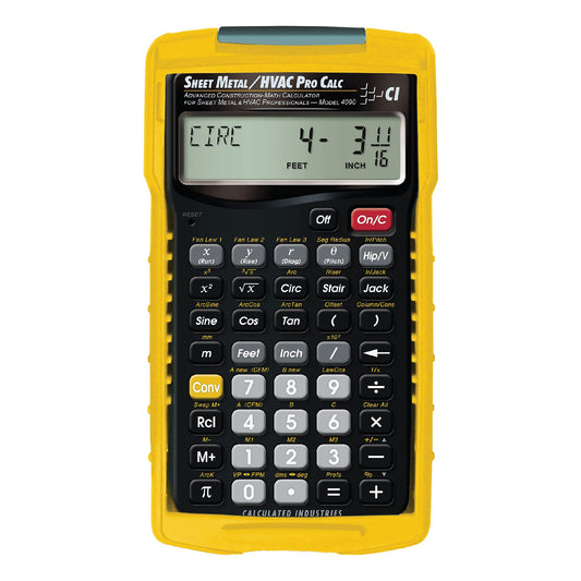 Calculated Industries 4090 Sheet Metal/HVAC Pro Calc Calculator, Advanced Construction-Math for Sheet Metal, HVAC Pros with Fan Law Functions, ArcK