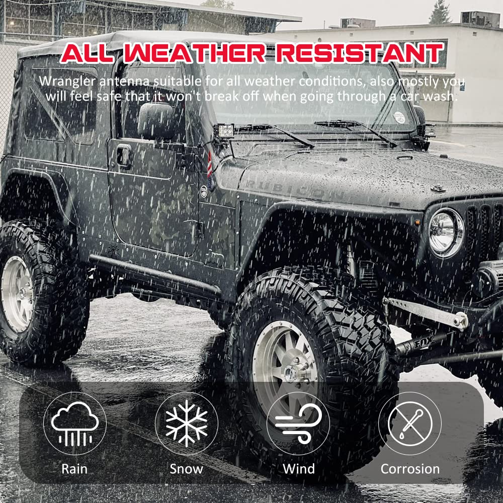 for Jeep Gladiator Antenna, 5.5 Inch Car Radio Replacement Car Wash-Proof American Flag Design Radio Antenna Compatible with Jeep Wrangler JK JL JT