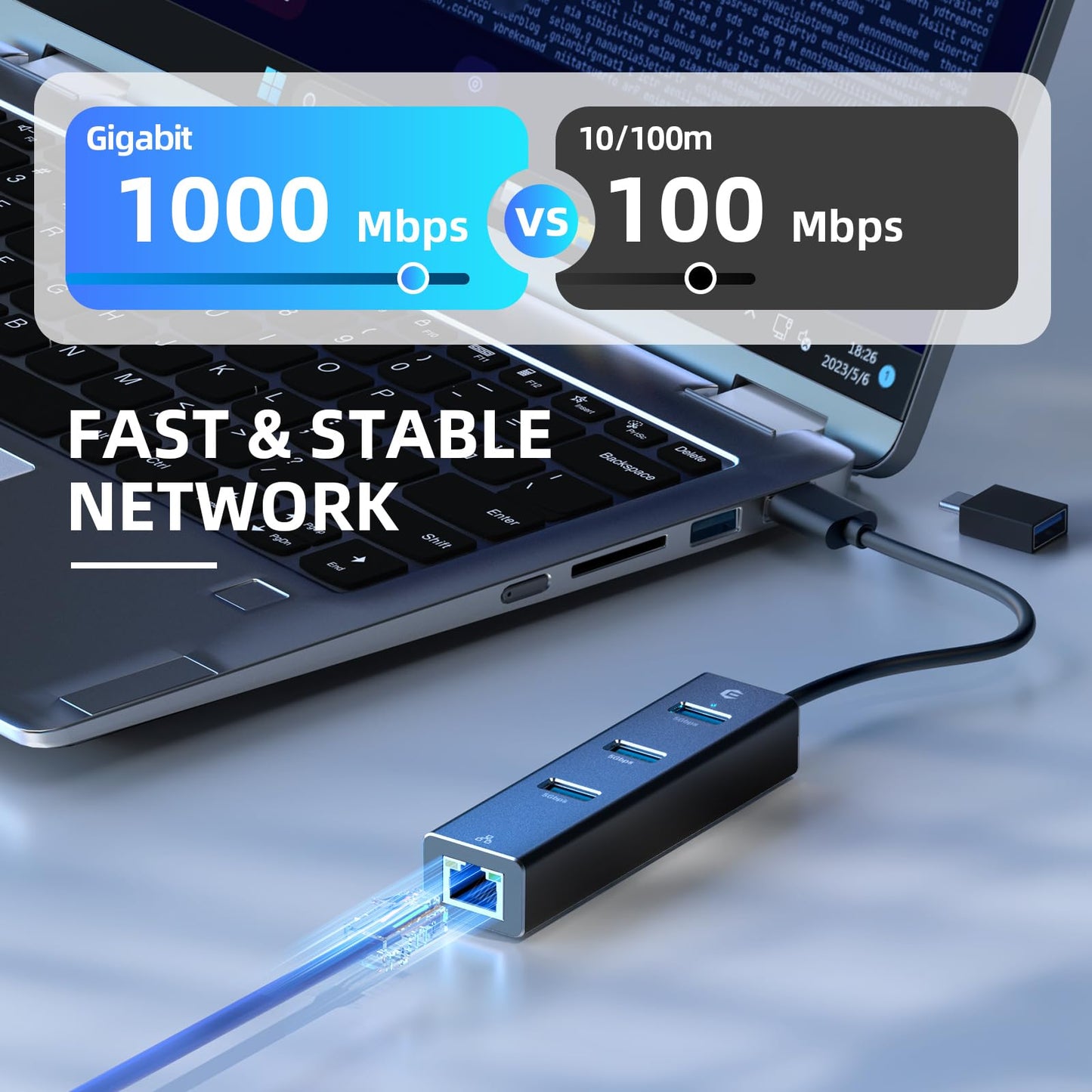 Ethernet Adapter, Tymyp 4 Port USB to Ethernet Adapter, 3 Ports USB 3.0 Ethernet Hub with RJ45 1Gbps Gigabit Ethernet Solution, USB Network Adapter