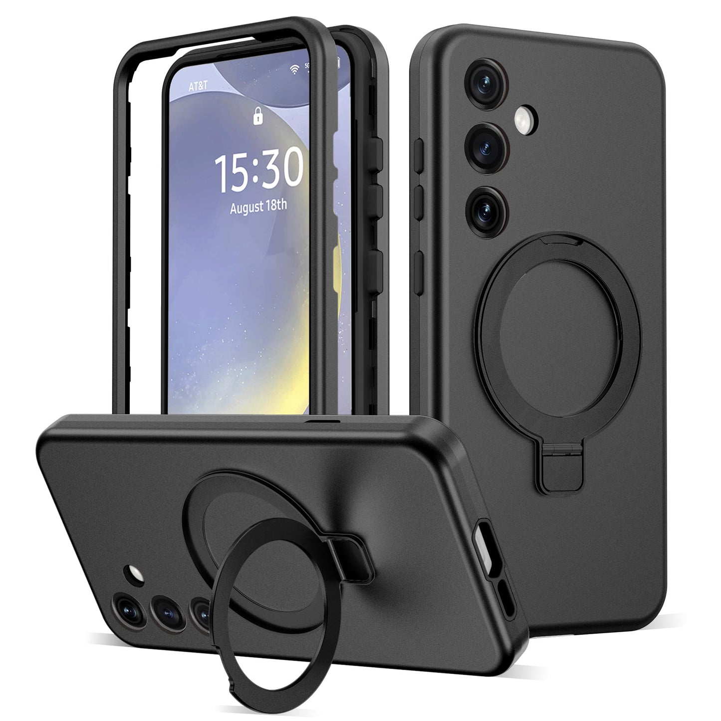 DuiDuiQ Designed for Samsung Galaxy S24 Case with Magnetic Ring Stand [Compatible with Mag-Safe][Military Grade Drop Protection][Build in Kickstand]