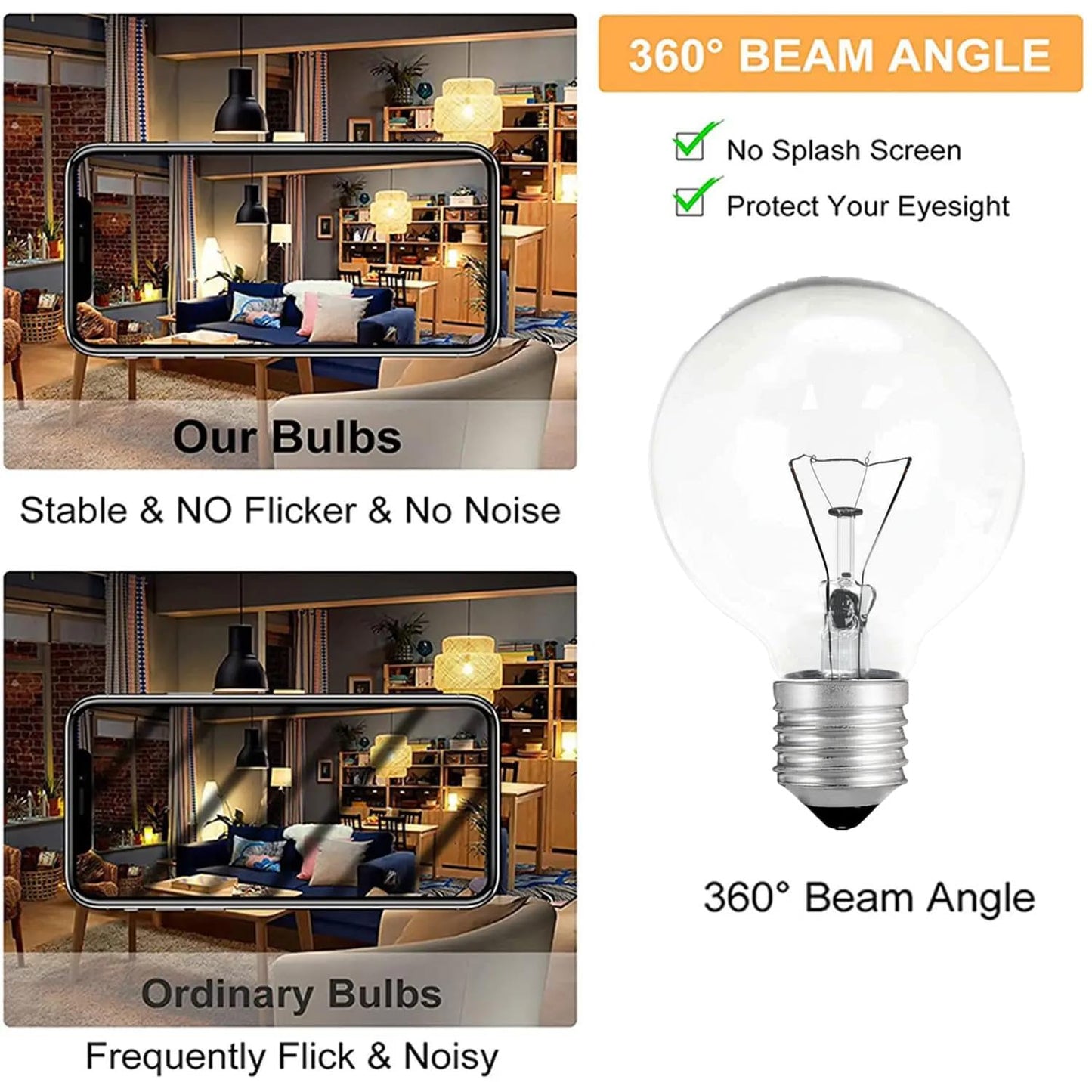 RESISPA ?4 Pack G25 Globe Light Bulbs - 60 W Incandescent Light Bulb, G25 Double Life Globe Bulb,2700K Soft White, E26 Base, Dimmable - Crystal Clear