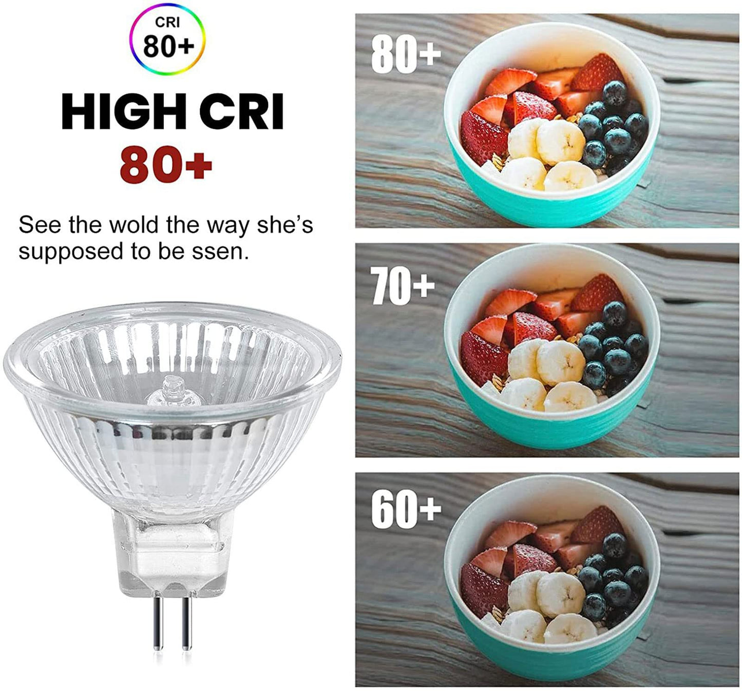Edearkar Halogen Light Bulbs Halogen Lamp MR16 12 Volt 10Watt Halogen Bulbs for Landscape Light,School,Family,Tunnel Light,Pack of 8
