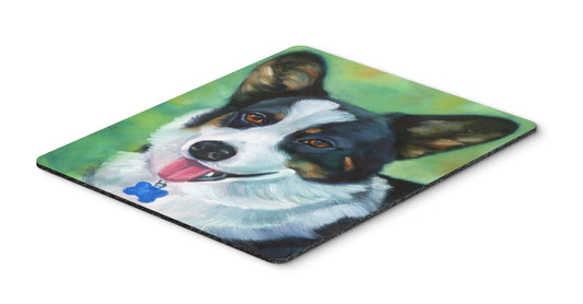 Caroline's Treasures 7438MP Corgi with Blue tag Mouse Pad, Hot Pad or Trivet for Home Office Gaming Working Computers Laptop Mouse Mat,Washable Large