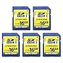 INLAND 16GB Class 10 SDHC/SDXC U1 Flash Memory Card (5 Pack) for Trail & Hunting Cameras, 60MB/s Read, 10MB/s Write, 3-Year Warranty