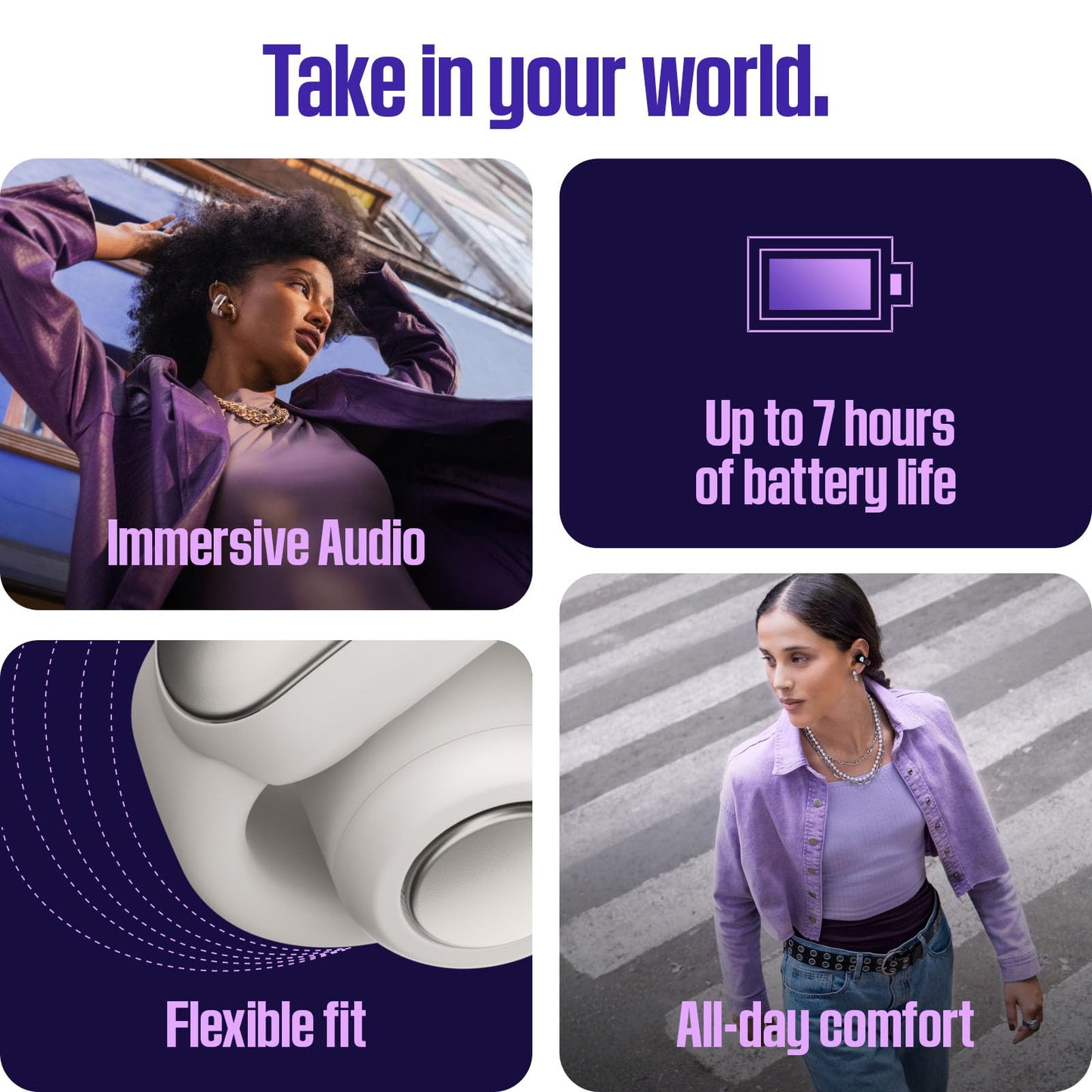 Bose Ultra Open Earbuds - Bluetooth Open Ear Earbuds with OpenAudio for Awareness, Clip-On Design for Comfort, Water Resistant, Up to 48 Hrs