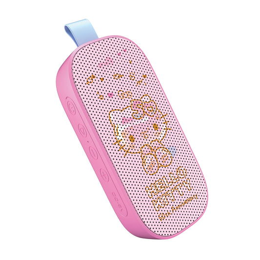 Hello Kitty 50th Anniversary Bluetooth Portable Speaker - Rechargeable Battery, Dynamic Audio, Carry-On Strap, Cute Pink Design for Travel, Parties