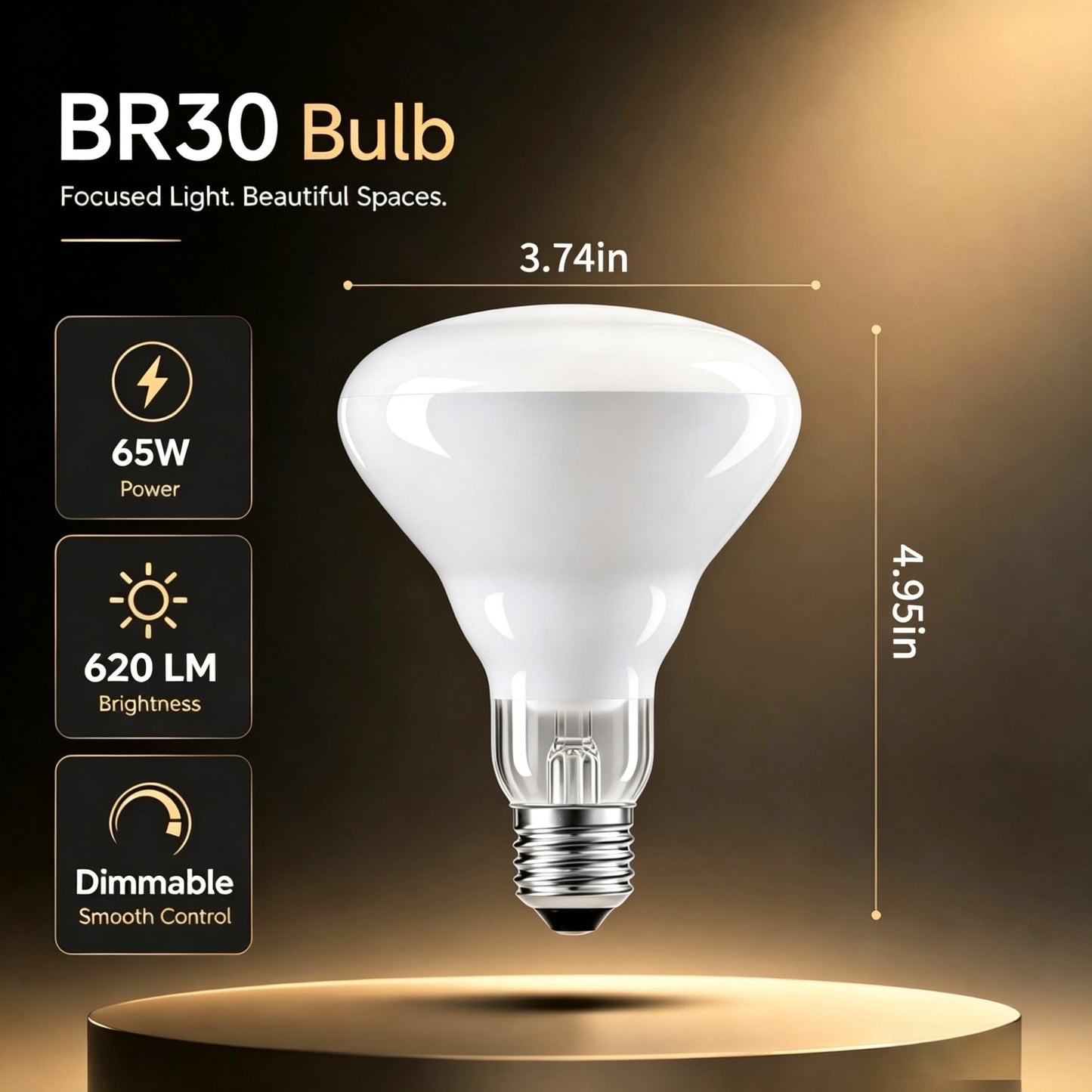IWMWQO 2-Pack 65W BR30 Flood Incandescent Light Bulbs, E26 Medium Base