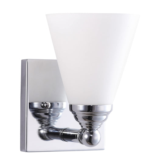 Sunlite Cone Shade Vanity Light Fixture, Wall Mount, Medium (E26) Socket, Standard A19 Bulb Required (60W Max), Bathrooms, Powder Rooms, Frosted Glass