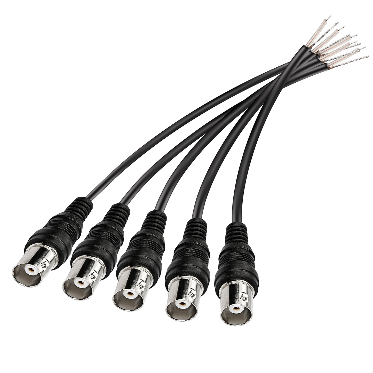 MEIRIYFA BNC Pigtail Cable Bare Wire, Female Coaxial Connector Extension Plug with Open End Wire for CCTV Camera Terminal Adapter (5pcs)