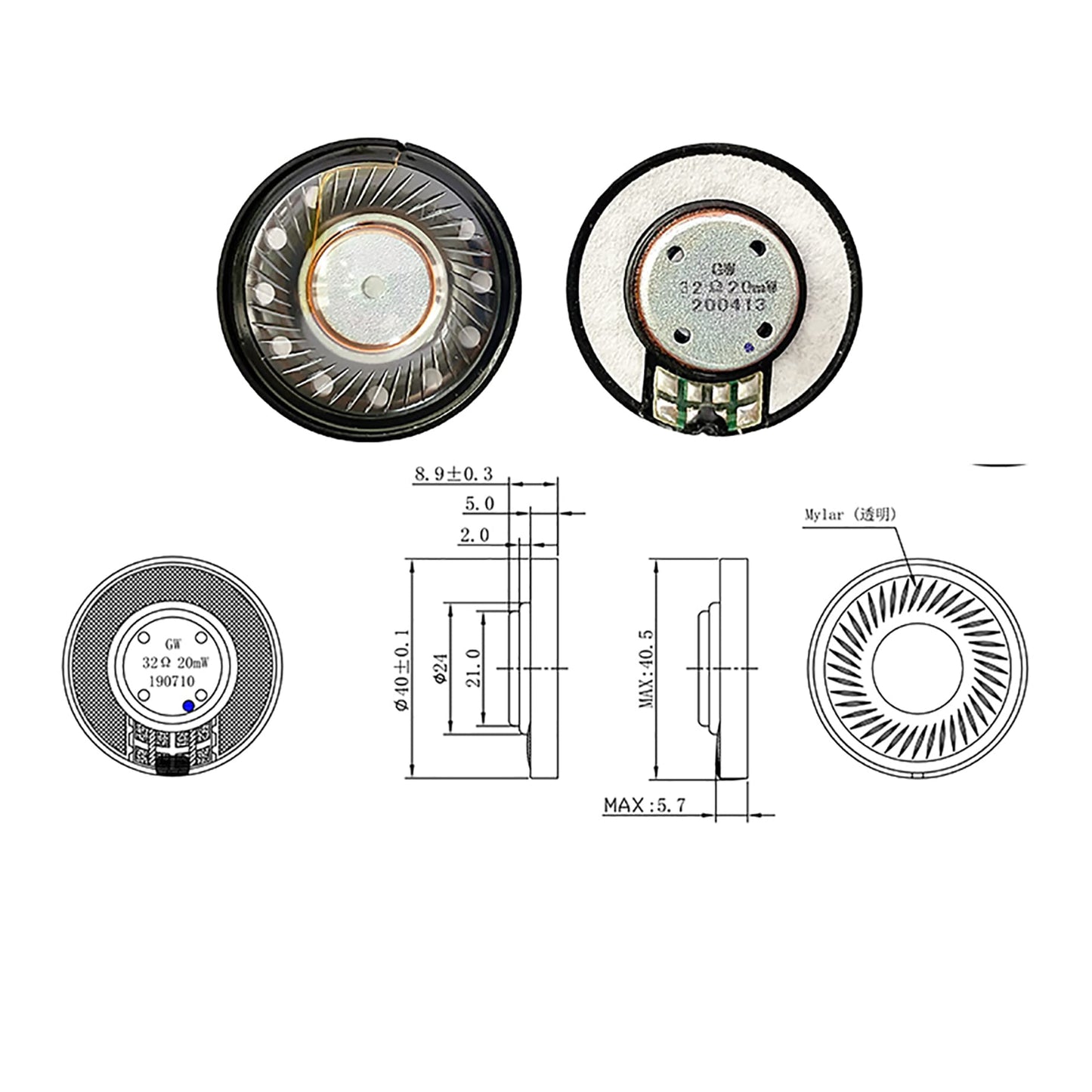 renensin 40mm Headphone Speaker Driver 32ohm for Bose QC45 QC2 QC15 QC25 QC35 QC3 AE2 OE2, Studio 2 Studio 3, Solo 2 Solo 3, Kraken 7. 1, Akg K55