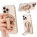nediea Magnetic Phone Ring Holder, PU Leather Strap for Pain-Free Grip, MagSafe Phone Grip & Stand with Kickstand, 0-180° Adjustable, Auto Snap-Back
