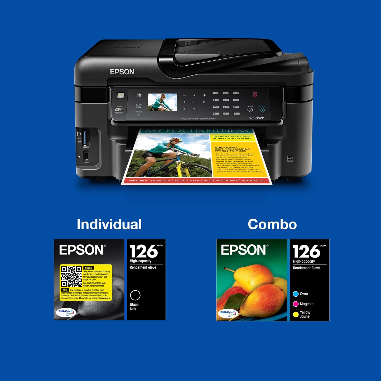 Epson 126 DURABrite Ultra Ink Black Dual Cartridge for WF-3520, 3530, 3540, 520, 545, 630, 633, 635, 645, 7010, 7510, 7520, 840, 845 and Other Select