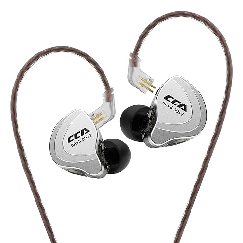 CCA C10 Five Drivers Hybrid in Ear Monitors in Each Side?HiFi 4BA 1DD High Resolution Earphones/Earbuds with 3.5mm Gold Plated Plug Detachable Cable