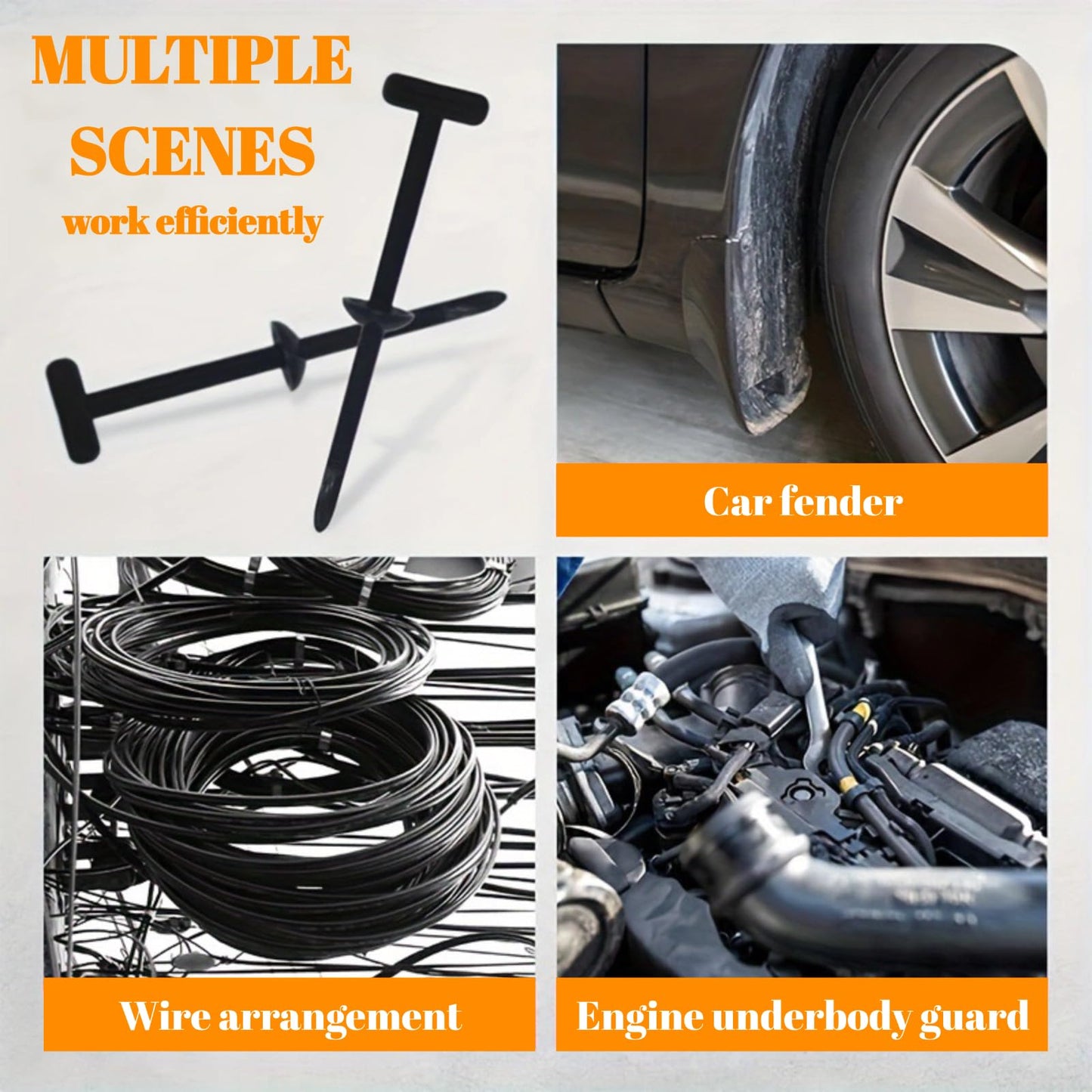 100 Pcs Nylon Universal Cable Tie Buckle With Pin & Button Design - New Multifunctional Nylon Zip Ties Plastic Cable Ties Tool Fasteners Car Body UV