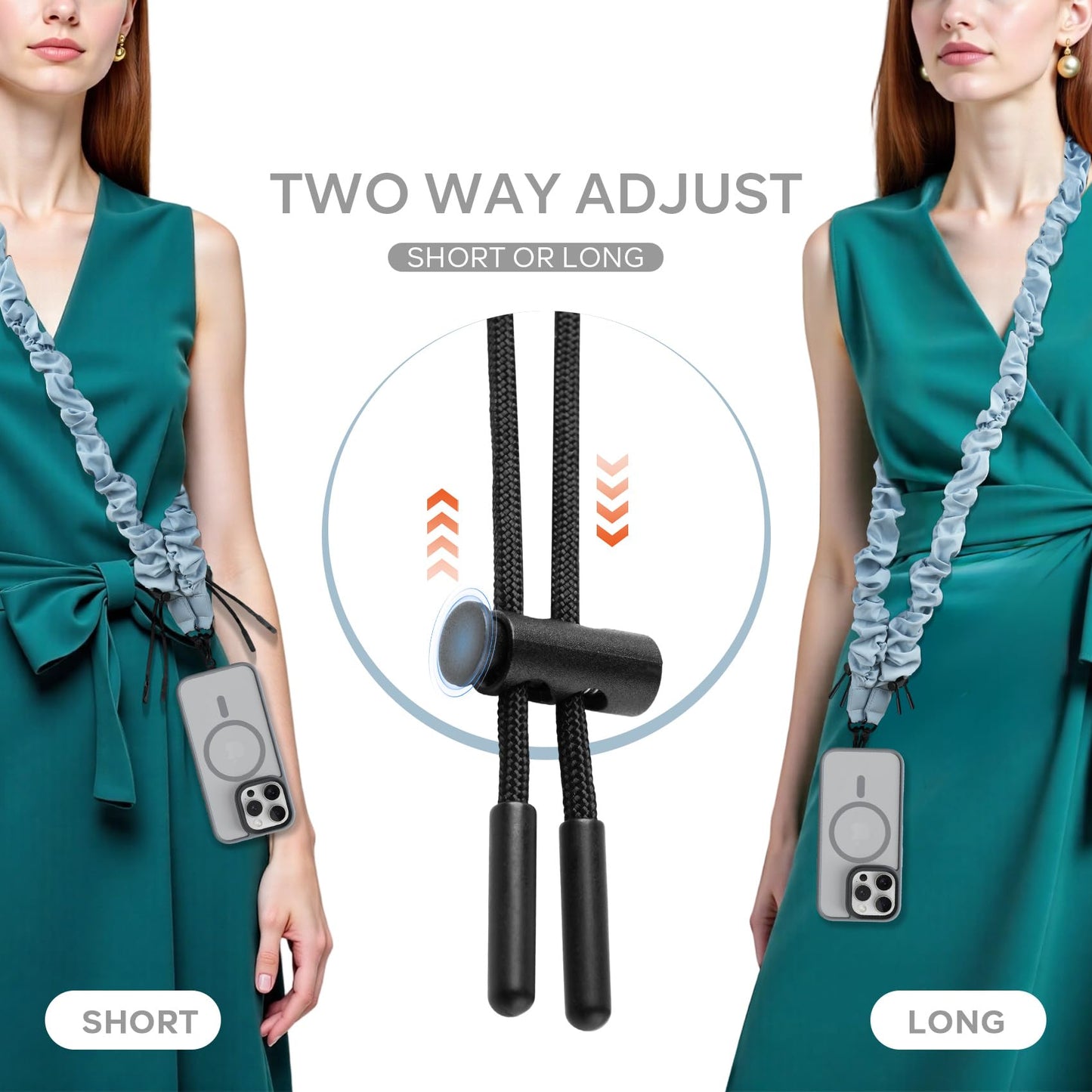 Phone Lanyard Crossbody & Phone Wrist Strap Set, Adjustable Anti Theft Phone Strap for All Phones, Skin-friendly Cell Phone Lanyard & Phone Strap
