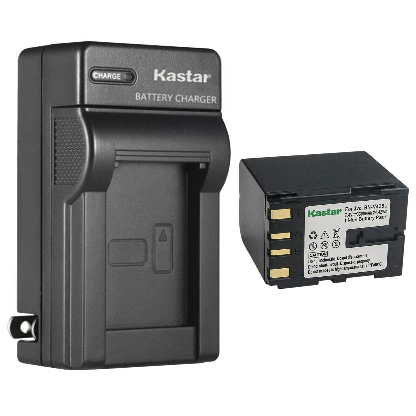 Kastar 1-Pack BN-V428 Battery and AC Wall Charger Replacement for JVC BN-V408US BN-V416US BN-V428 BN-V428U BN-V428US BN-V438US BN-V856US Battery, JVC