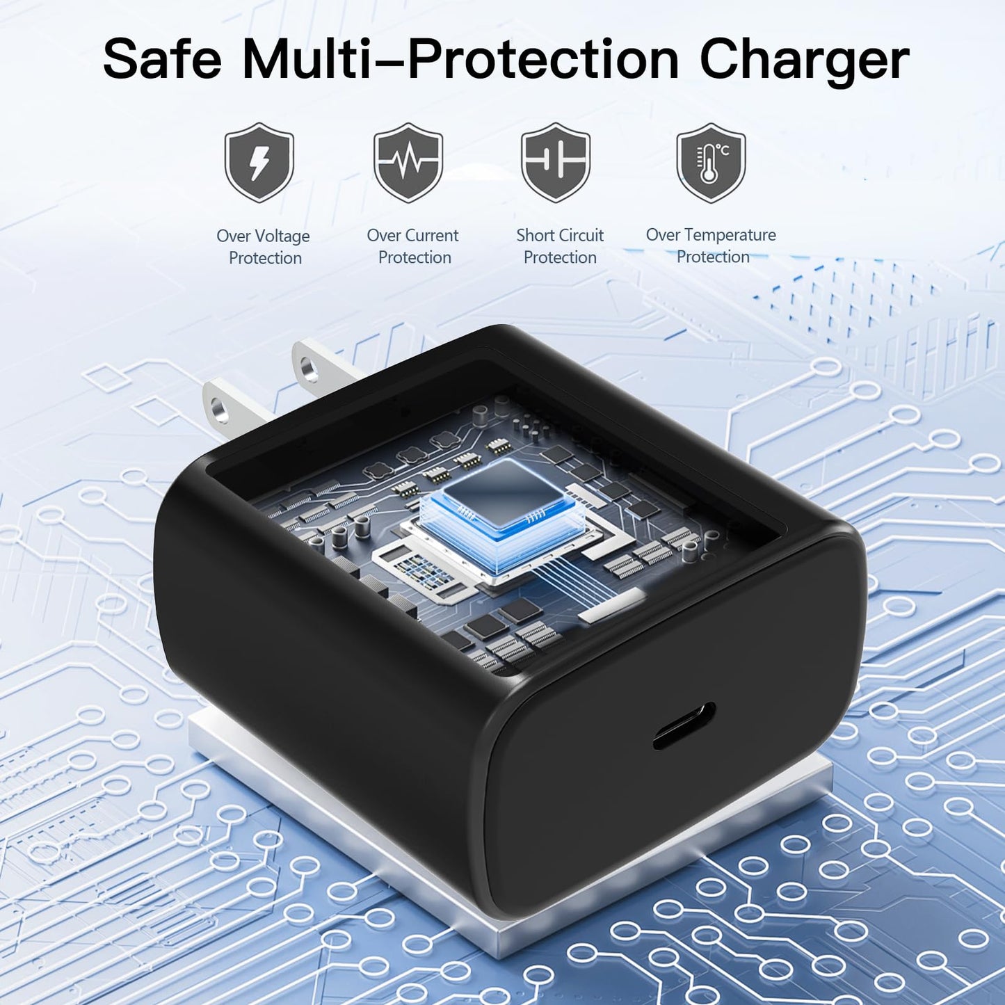 45W Super Fast Charger Block, 2Pack Type C Fast Charging Block with 6FT USB C Charger Cable Compatible with Samsung Galaxy S24 S23 S22 S21