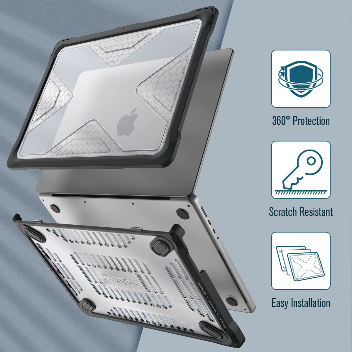 Fintie Rugged Case for MacBook Pro 14 Inch, Crystal Clear