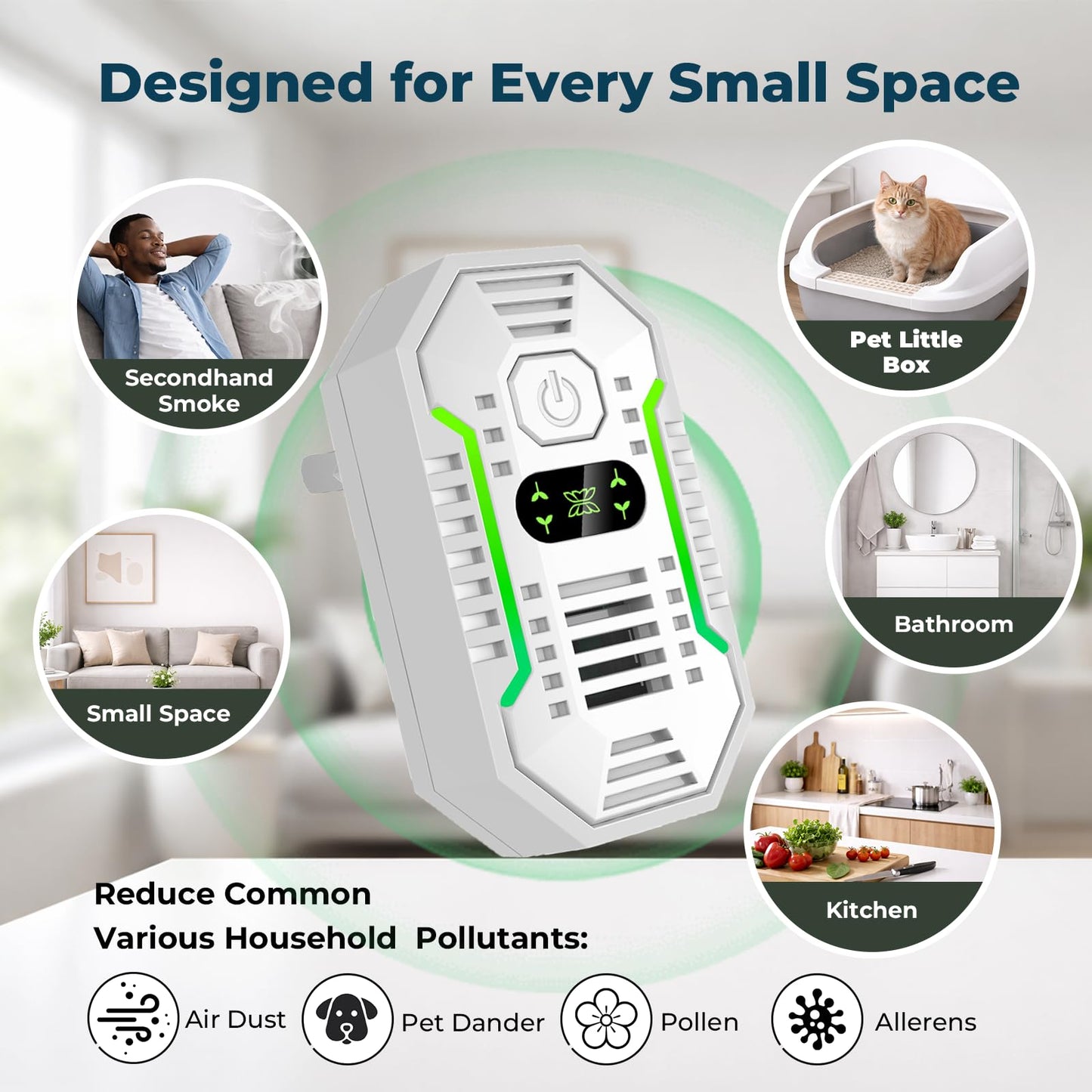Cappsu Air Ionizers for Home 4-Pack, Filterless Negative Ion Generator