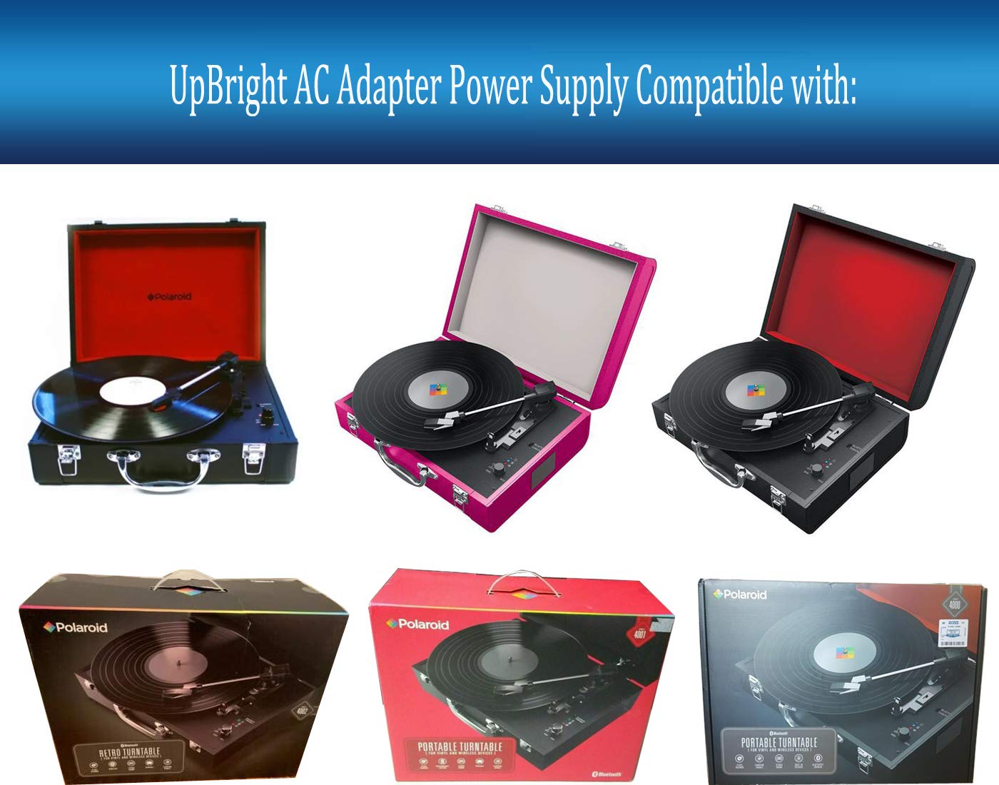 UpBright 5V AC/DC Adapter Compatible with Polaroid PBT4000 PBT4000BK PBT4001 PBT4001BK PBT4002 PBT4001RD PBT4002 PBT4002BK Portable Turntable Record…