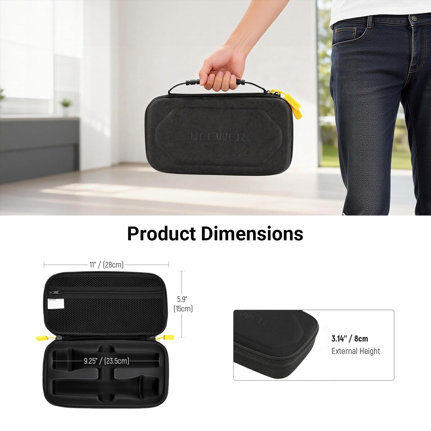NEEWER Wireless Microphone Case Compatible with JBL PartyBox Dual Mic System, Hard Shell Handheld Travel Carrying Bag for Singing or Karaoke, for