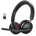 Wireless Headset with Mic for Work, One-Tap Mute & USB Dongle, Bluetooth 5.3 Headset, AI Noise Cancelling Mic, Wireless Headphones with Mic & 65H