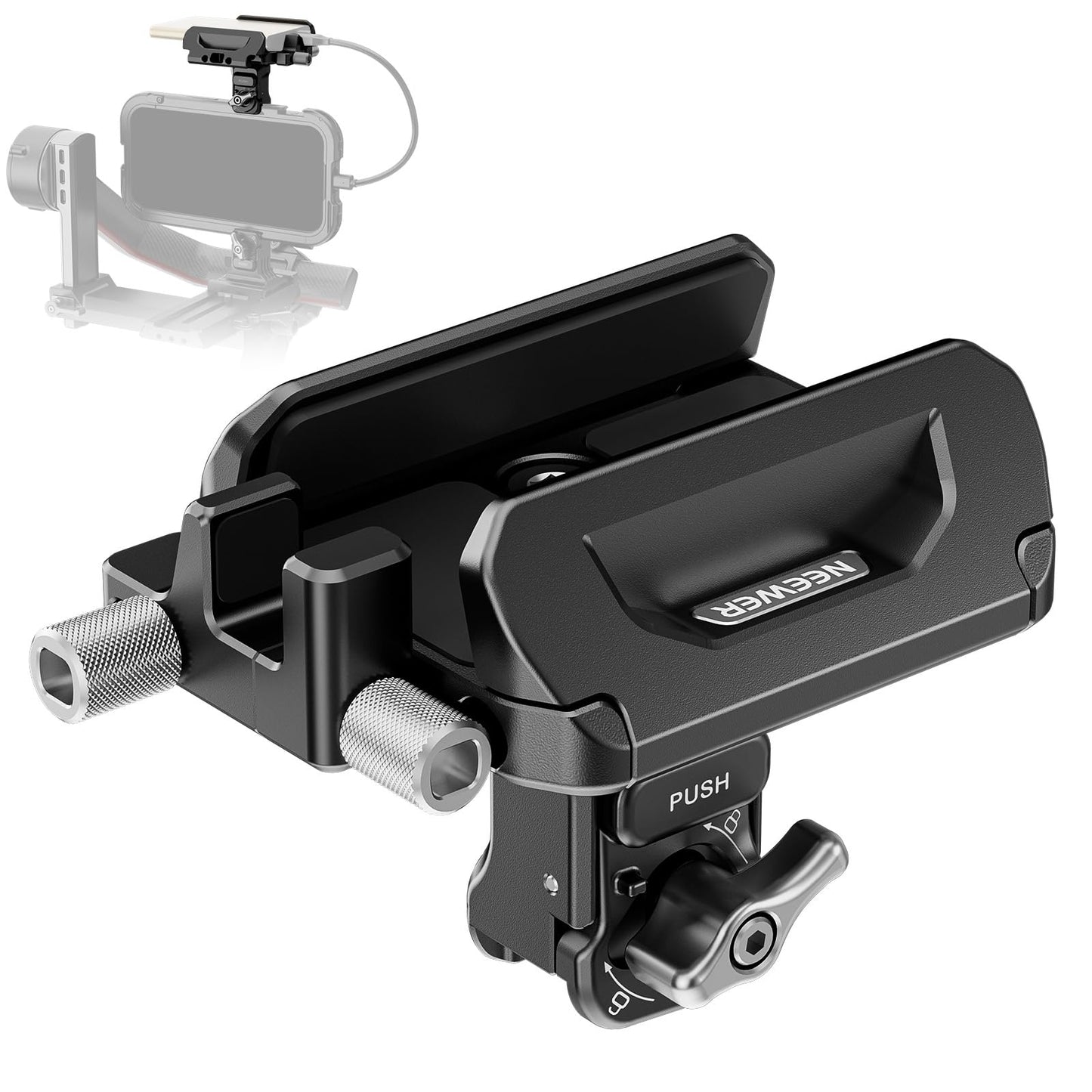 Neewer SSD Holder 40-65mm Quick Release SSD Bracket Mount with Cable Clamp Compatible with SmallRig Phone Cage for 16 Pro Max 15 Pro Max Samsung S24