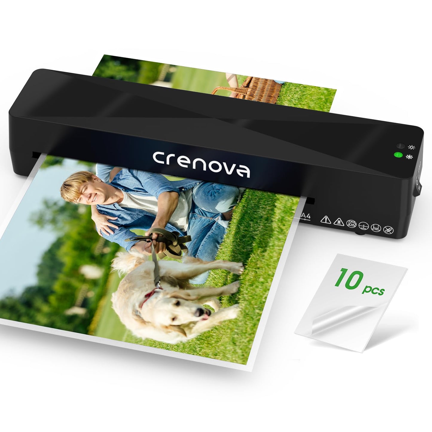 Crenova Laminator Machine with 10 Laminating Sheets, A4 Laminating Machine