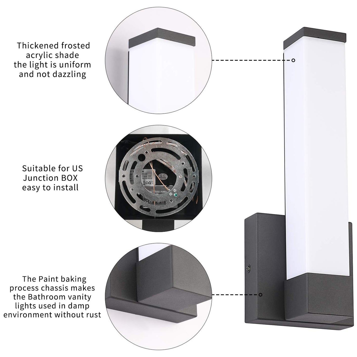 7Degobii Black Wall Sconce for House Decor LED Wall Lights for Bedroom Bedside Wall Lamp Modern Indoor LED Hallway Sconces Wall Lighting 12" Inch