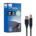 Philips USB-A to USB-B Printer Cable, 16 Ft Long Cord, Connect Laptop or Desktop, Data Transfer 480 Mbps, Gold Plated, HP, Canon, Brother, Samsung