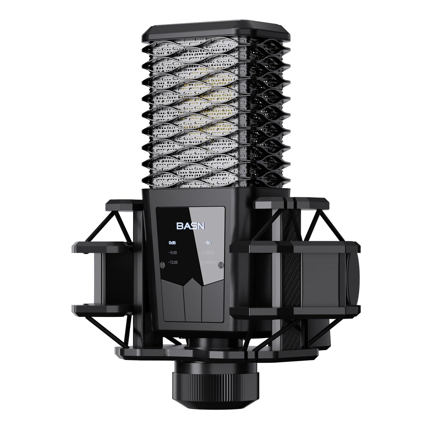 BASN BMS2 Cardioid Condenser Microphone, Large Diaphragm XLR Studio Recording Mic for Podcasting, Singing, Streaming (Black)