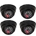 VideoSecu 4 Pack Dome Dummy Fake Infrared IR CCTV Surveillance Security Cameras Imitation Simulated Blinking LED with Security Warning Stickers C4B