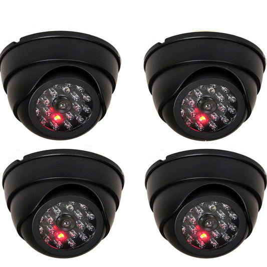 VideoSecu 4 Pack Dome Dummy Fake Infrared IR CCTV Surveillance Security Cameras Imitation Simulated Blinking LED with Security Warning Stickers C4B