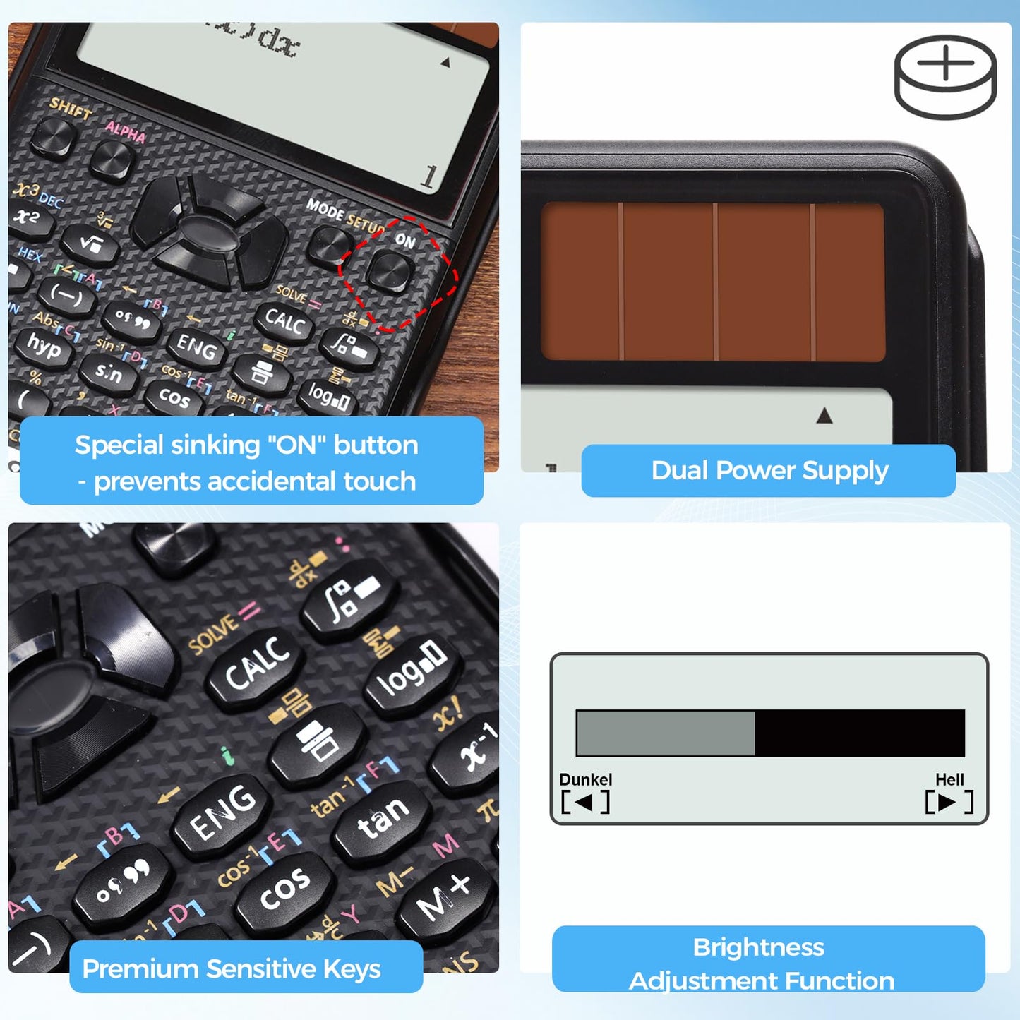 DUPOTA OA-991ES Plus Scientific Calculator with Natural Formula Visualization Display 417 Functions Dual Power & Lightweight Design for High School