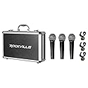 Rockville RMC-3PK Dynamic Microphones 3 Pack, Uni-Directional, Metal Build, XLR, Clear Sound, Low Background Noise, Durable Case, for Vocals