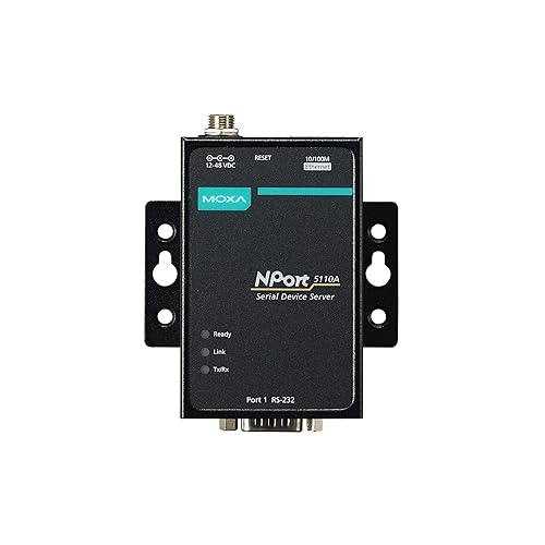 Moxa NPort 5110A - 1 Port Device Server, 10/100 Ethernet, RS-232, DB9 Male, 0 to 60C Operating Temperature