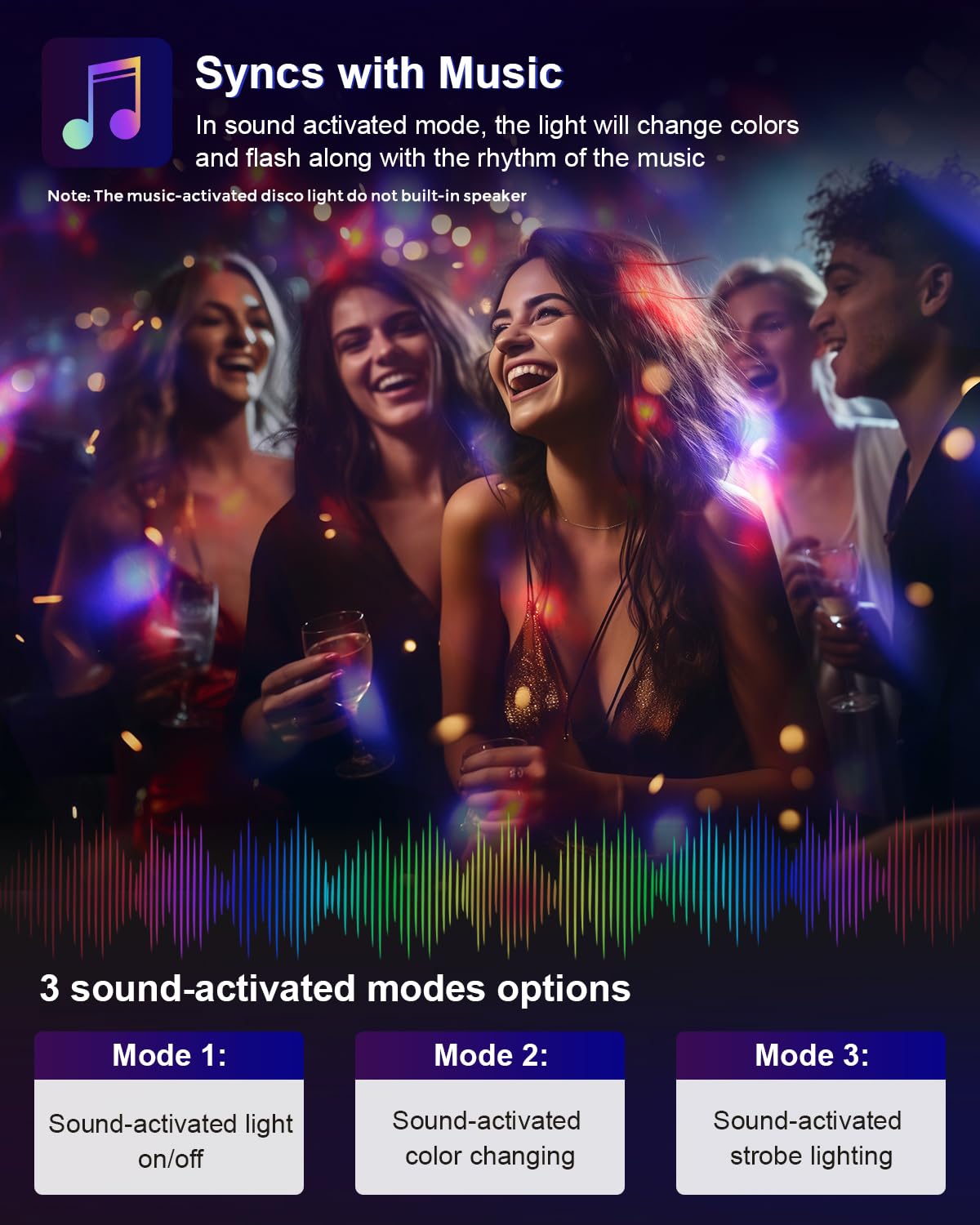 Luditek 2-Pack Sound Activated Party Lights with Remote Control, Disco Ball Light, DJ Strobe Lamp for Home Room Dance Party Supplies White Elephant