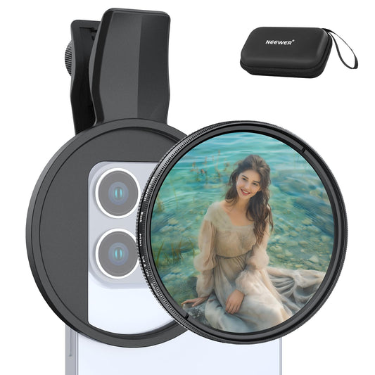 NEEWER 2 in 1 67mm Clip On CPL & Black Diffusion 1/4 Filter Compatible with iPhone 17 16 15 Pro Max Plus 16e 14 13 Mini 12, Circular Polarizing Phone