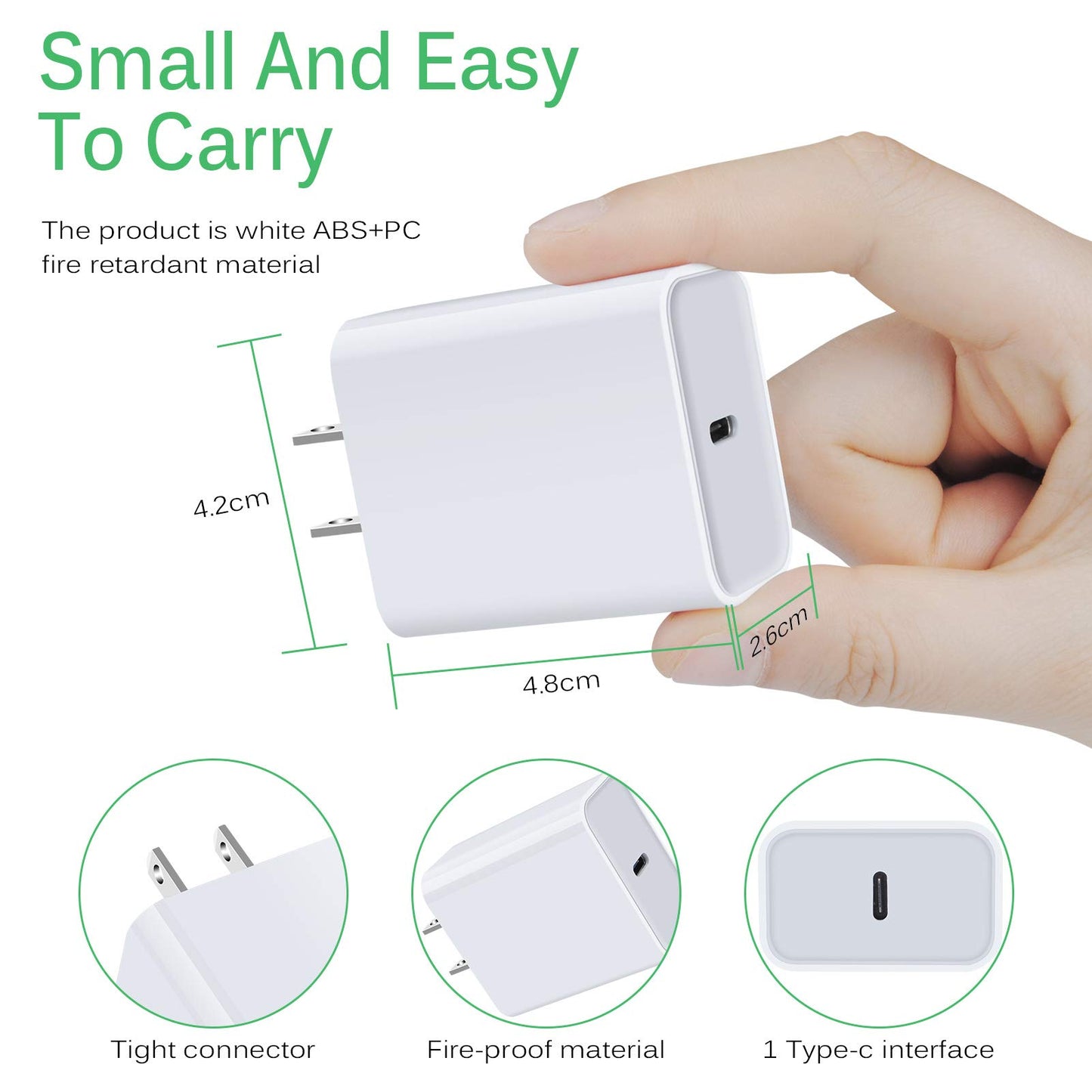 USB C Wall Charger, 18W PD 3.0 Fast Charger Plug Box Power Adapter Type C Charging Block Brick Cube for iPhone 13/SE/12 Mini/11 12 Pro/12 Pro