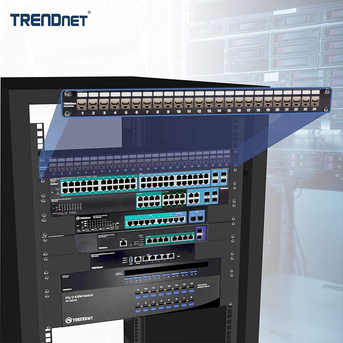 TRENDnet 24-Port Blank Keystone Shielded 1U Patch Panel, 1U 19" Rackmount Housing, Protects Against EMI/RFI Noise, Recommended with TC-K06C6A Cat6A
