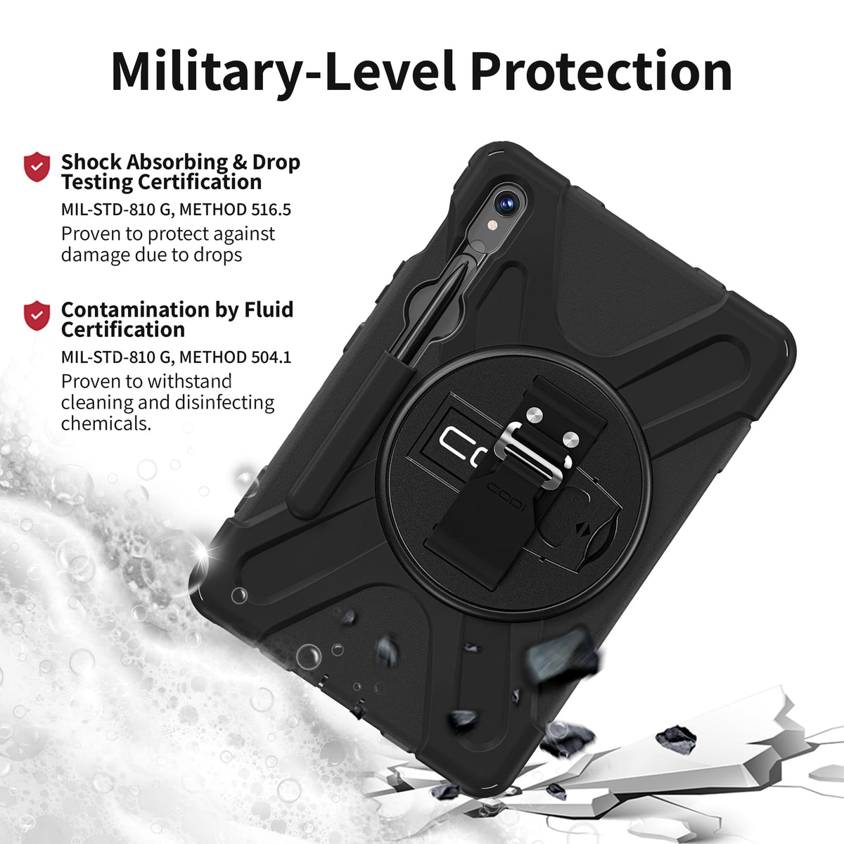 CODi Rugged Case for Samsung Galaxy Tab S7/S8/S9/S9 FE/S10 Lite/S10 FE 11" - Heavy-Duty Shockproof Cover with Kickstand, Hand Strap, and Shoulder