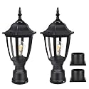 FUDESY Outdoor Post Lights, Electric Exterior Lamp Post Light Fixture with Pier Mount Base, LED Bulb Included, Anti Corrosion Black Plastic Materials