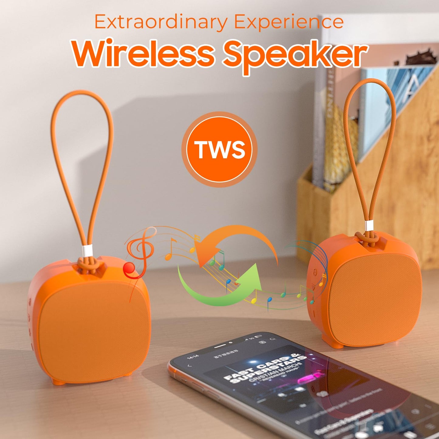 PEICHENG Speaker, Small Portable Bluetooth Wireless IPX5 Waterproof Shower Speaker,Loud Stereo Sound Deep Bass,TWS Paire, RGB Lights,Long Playtime